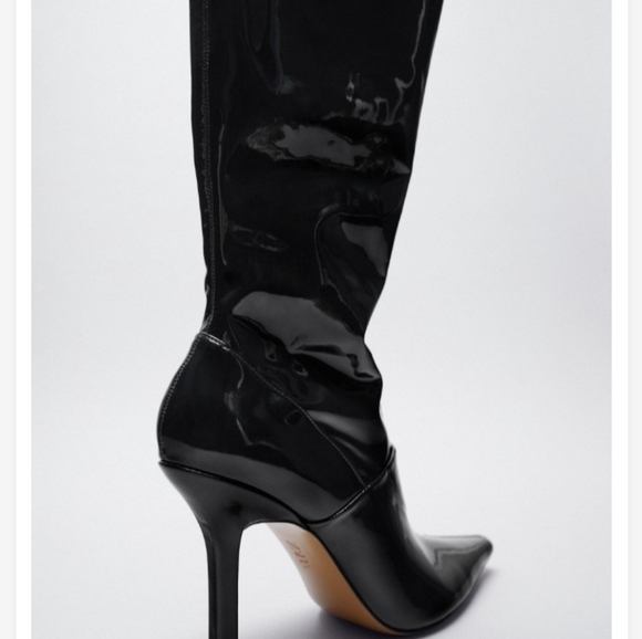 ZARA high heeled thigh high boots sz 6.5￼.  Black boots, heels, Desiger Boots. - Picture 5 of 9